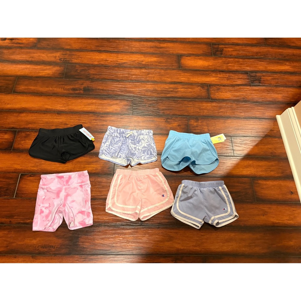 Girls Activewear Shorts Lot 6 Champion All in Motion 90 Degree XS 4 5 6 4T 6X